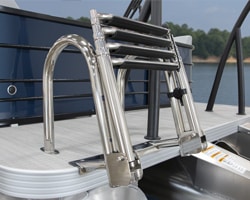 ladder mounted to aluminum deck